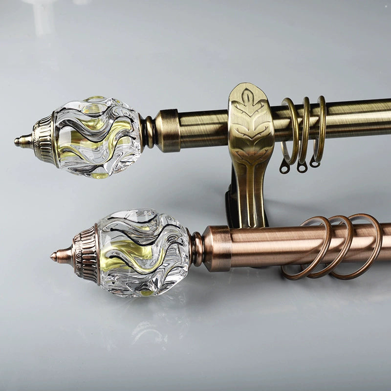 European style curtain rod luxury Roman rod single rod double rod side mounted top mounted curtain sliding rail hardware accessories