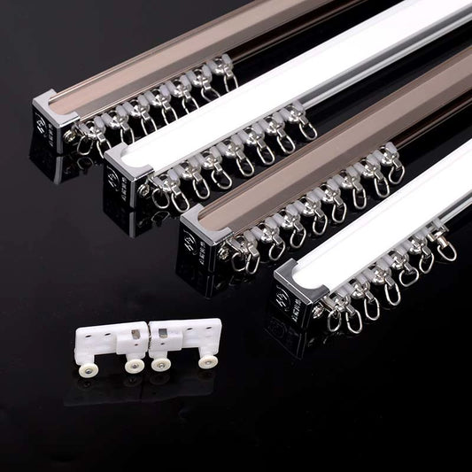 Thickened silent curtain rail curtain rod curtain rail single track double track aluminum alloy curtain rail