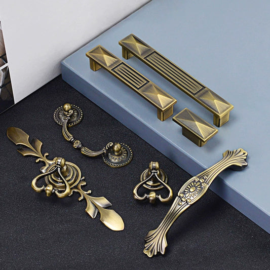 Vintage style furniture cabinet door handle antique bronze wardrobe drawer cabinet zinc alloy cabinet handle